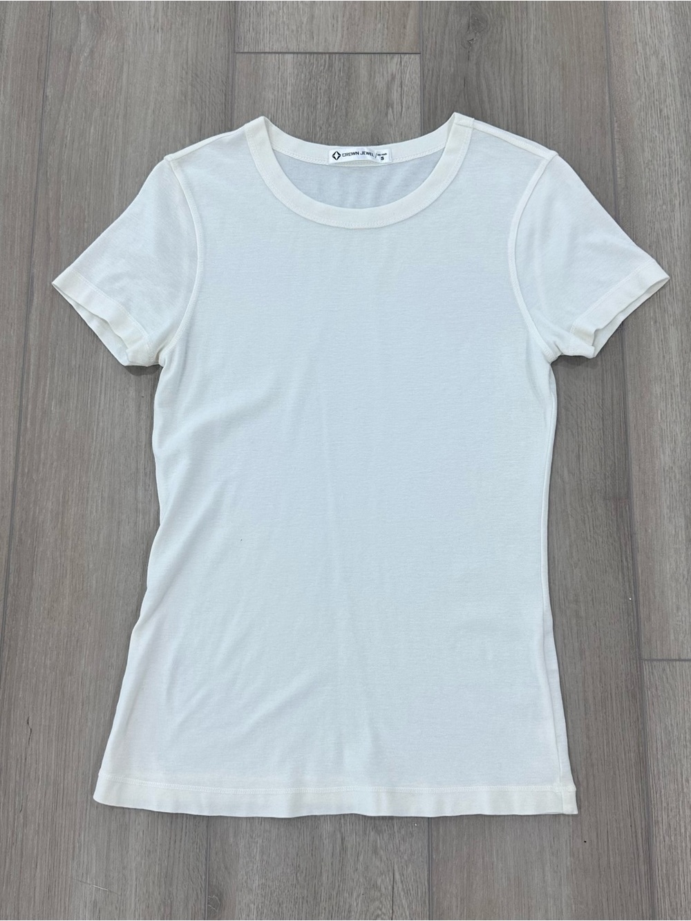 NWOT Crown Jewel crewneck short sleeve top 23 inch in pearl off white small - Picture 2 of 5